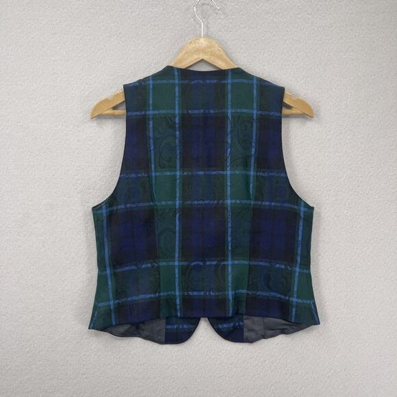 Pendleton Vest Skirt Set Womens 6 Green Blue Plaid Wool Petite Pleated Made USA - Picture 5 of 16